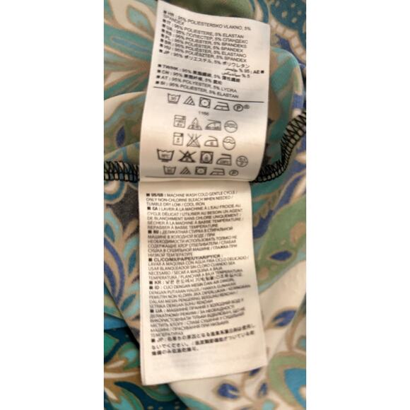 Banana Republic Women Warp Dress Size Small S Blue Green Floral 3/4 Stretch EUC - Picture 8 of 8